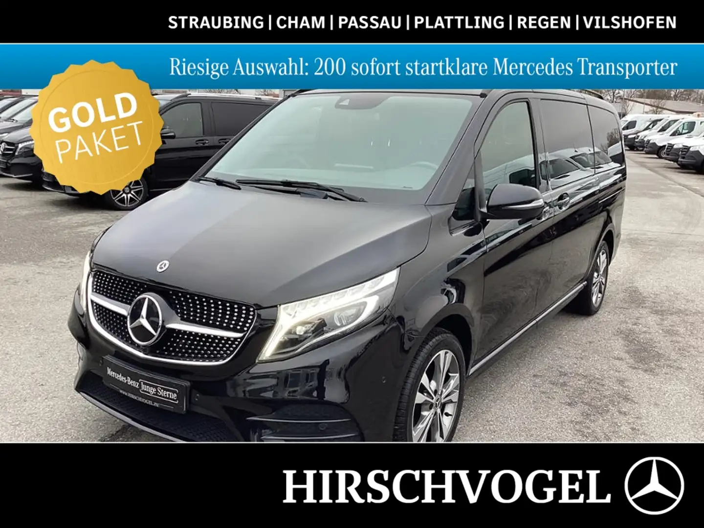 Mercedes-Benz V 300 d EDITION 4M lang 8-Sitzer AMG LEDER+AHK Schwarz - 1