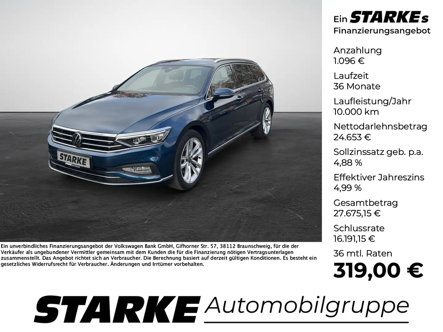 Volkswagen Passat Variant 2.0 TDI DSG Elegance Blau - 1