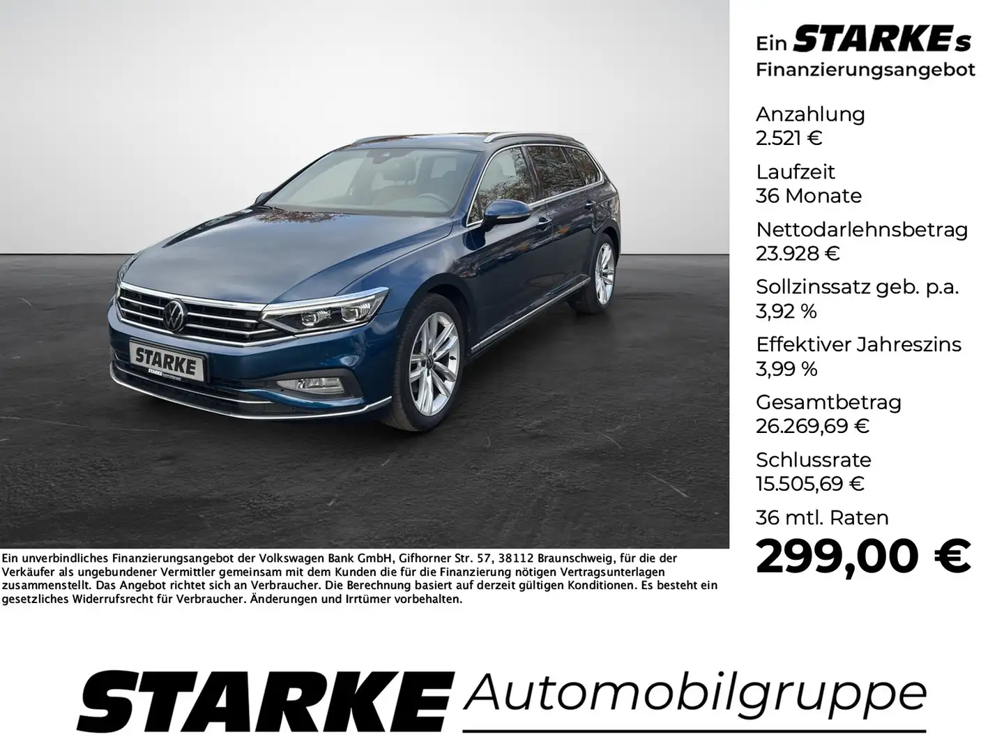Volkswagen Passat Variant 2.0 TDI DSG Elegance Blau - 1