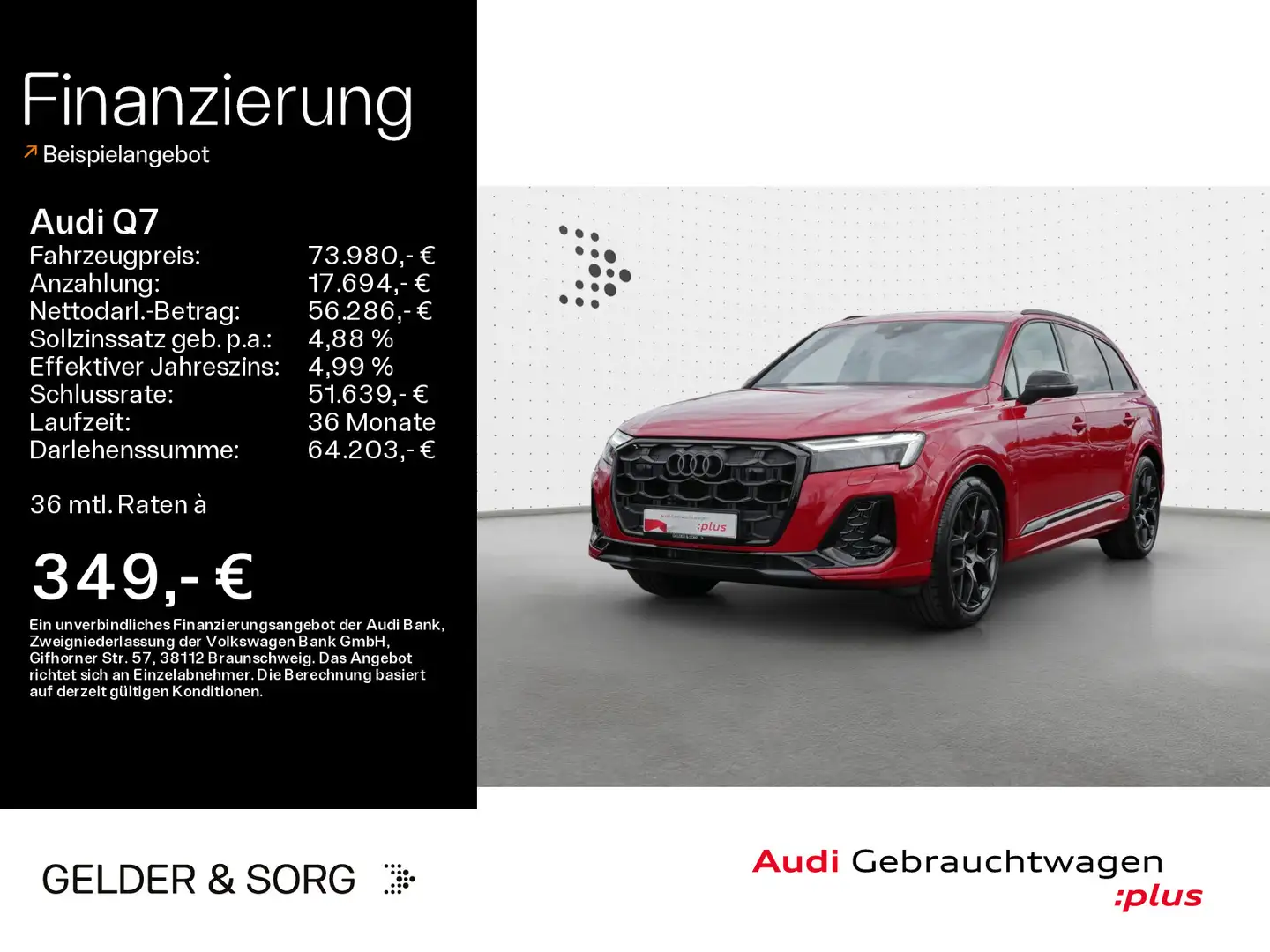 Audi Q7 SUV 45 TDI qu. S line Air*B&O*Pano*AHK*Matrix Rot - 1