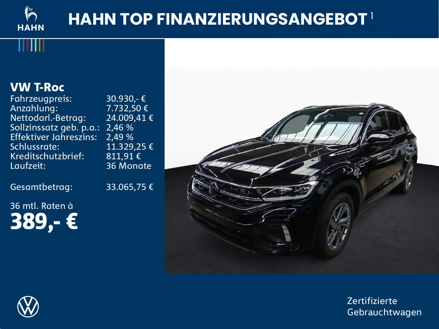 Volkswagen T-Roc 1.5TSI DSG R-Line LED Navi AHK CAM ACC APP Schwarz - 2