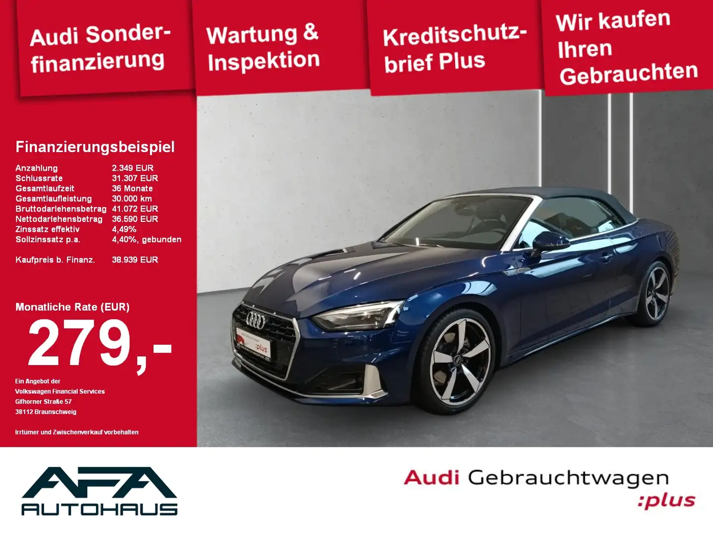 Audi A5 Cabriolet 35 TFSI advanced S tronic AHK*NAVI+ Azul - 1