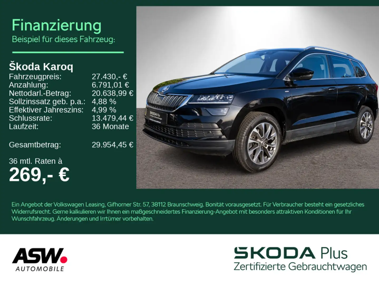 Skoda Karoq Clever 4x4 2.0TDI DSG LED Navi RFK ACC AHK Schwarz - 1