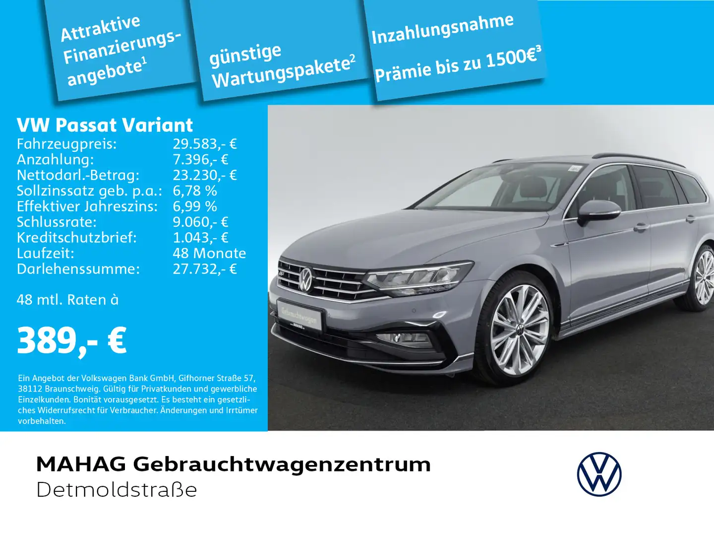 Volkswagen Passat Variant 2.0 TDI 4Mot. R line Ext. Leder N Grijs - 1