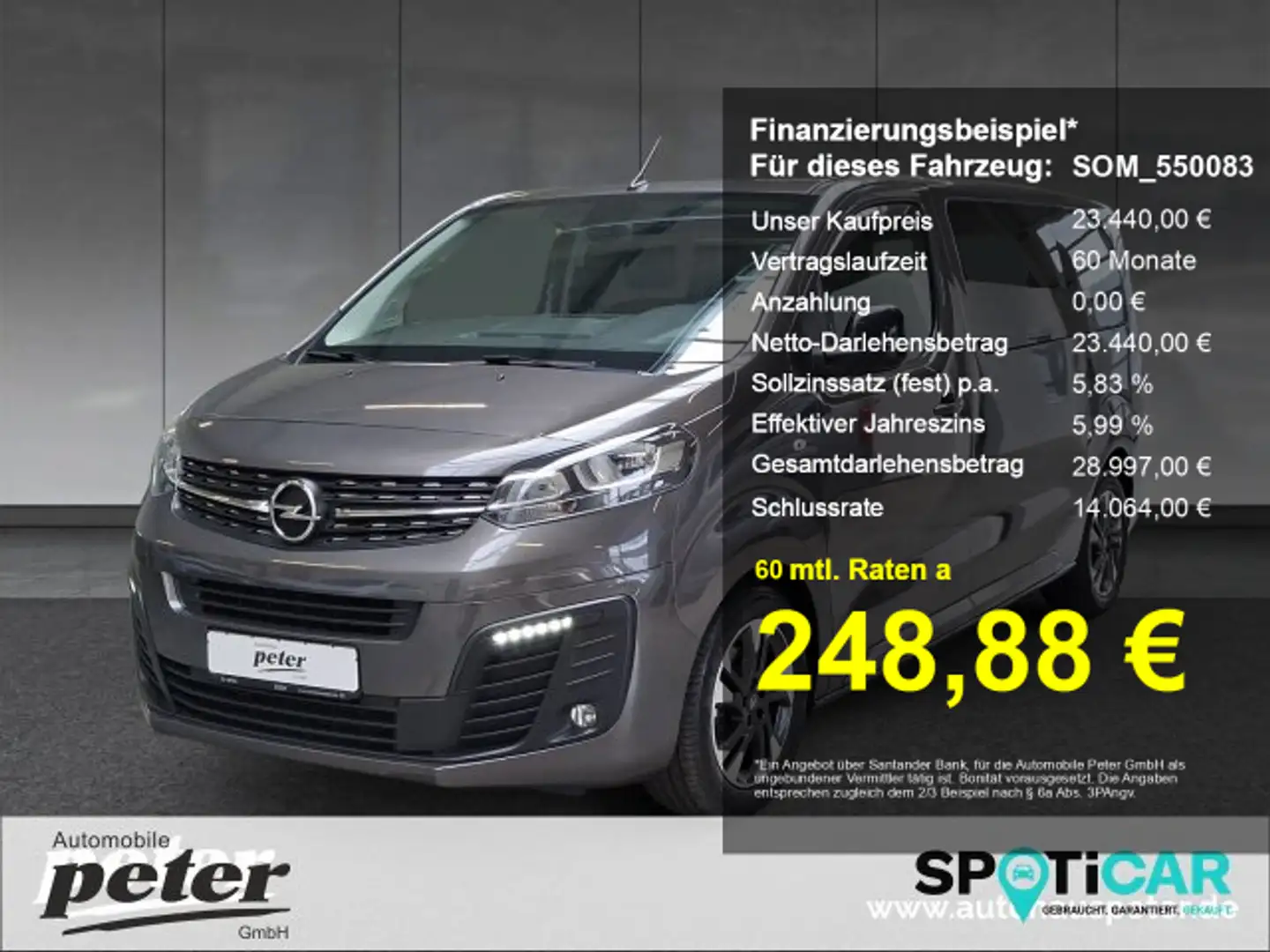 Opel Zafira Life Vivaro Kombi 2.0 D M 8-Sitzer Klima Navi Pro Gris - 1