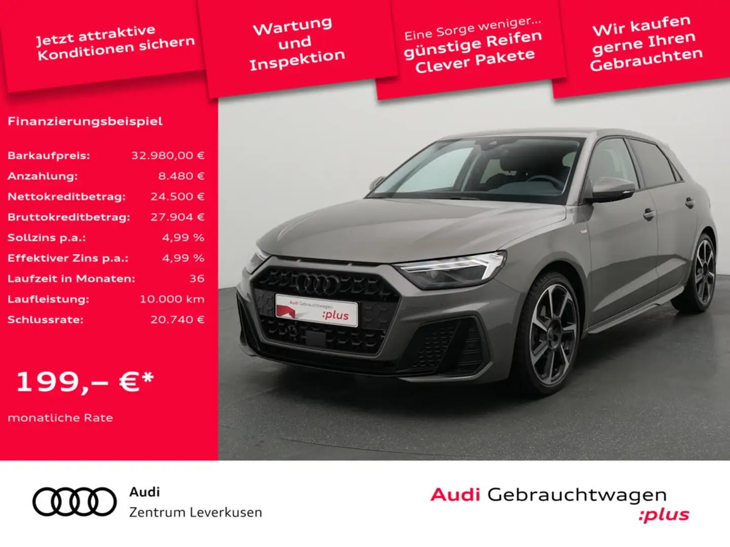 Audi A1 Sportback S line S-TRON AHK ACC SHZ CARPLA Grau - 1