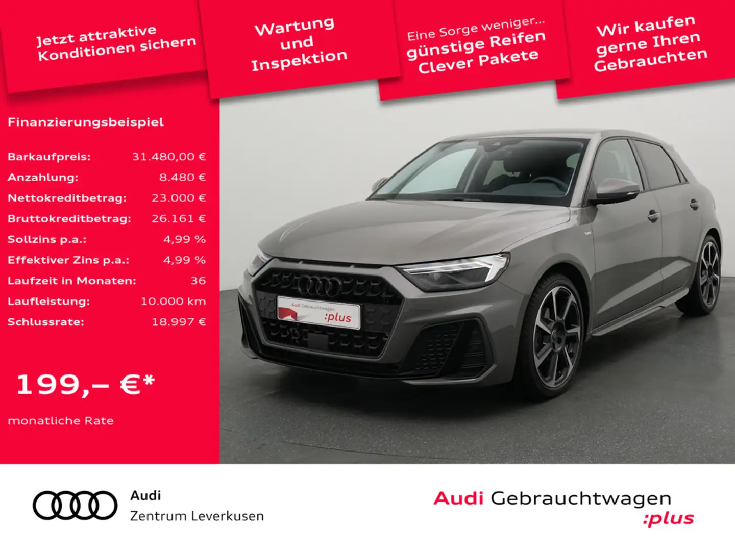 Audi A1 Sportback S line S-TRON AHK ACC SHZ CARPLA Gris - 1