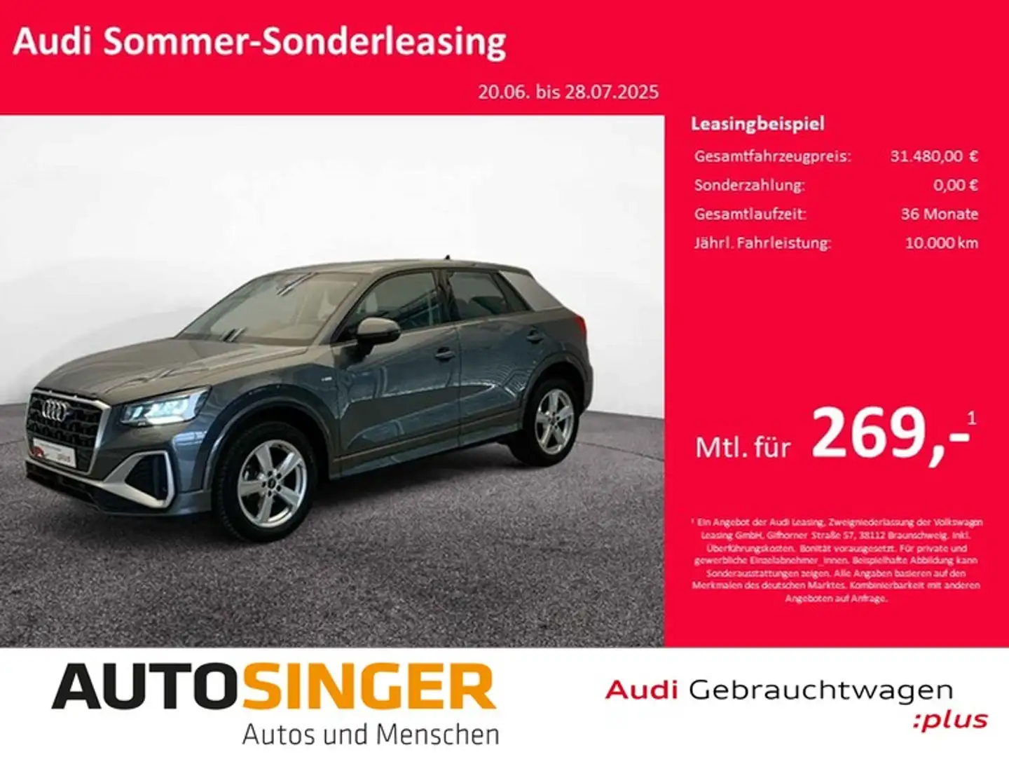 Audi Q2 35 TFSI S line *NAVI*LED*ACC*VIRTUAL*SHZ*PDC* Grau - 1
