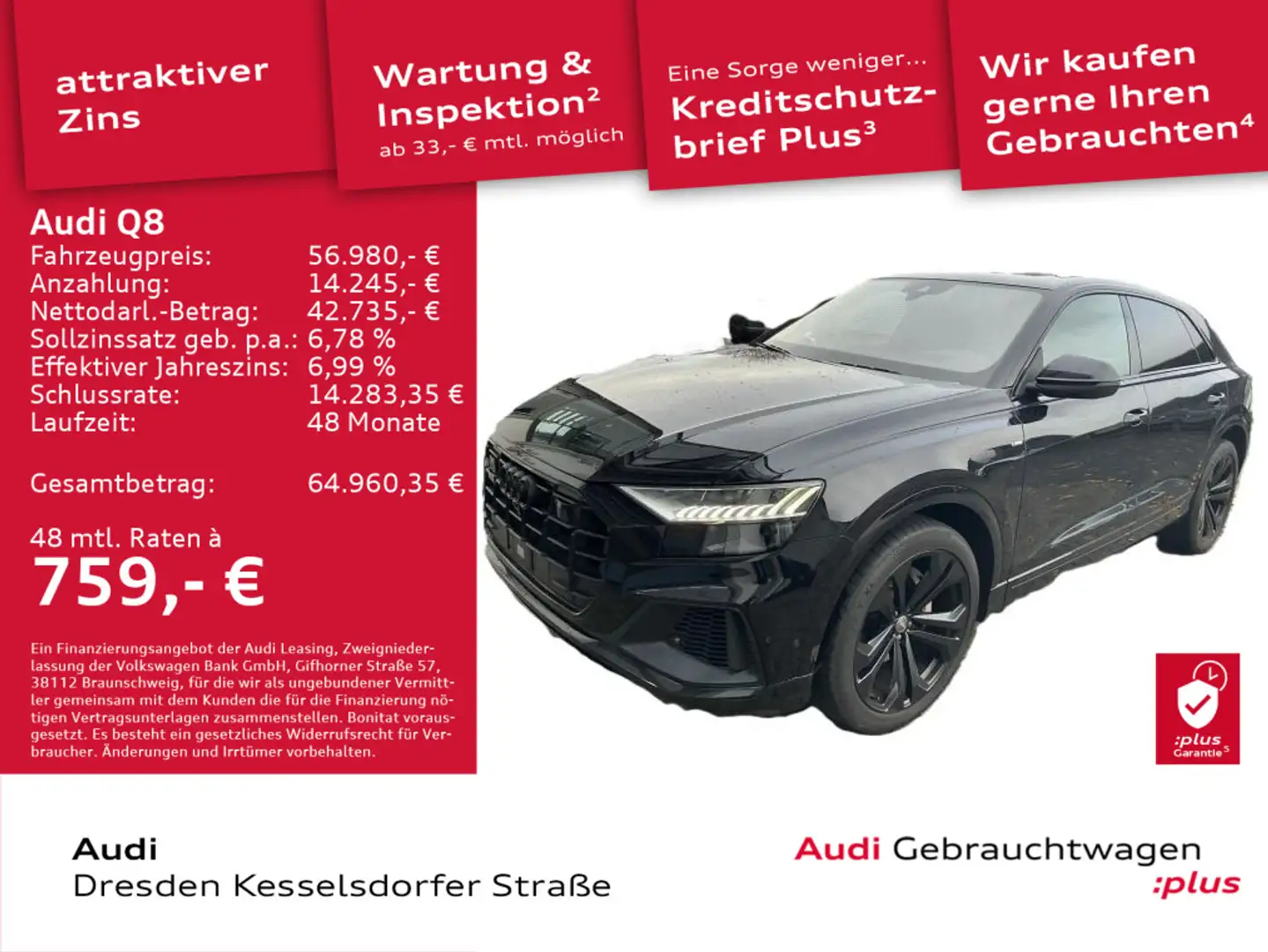 Audi Q8 SUV 55 TFSI quattro 250(340) kW(PS) tiptronic Schwarz - 1