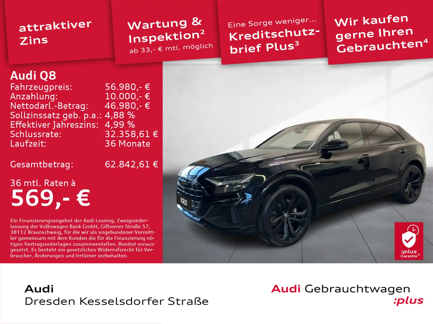 Audi Q8 55 TFSI Q. Kamera LED Navi HUD Pano Schwarz - 1