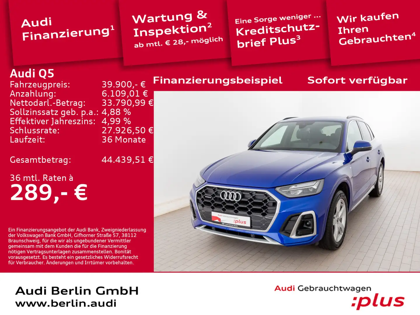 Audi Q5 S line 40 TDI qu.S tr. AHK LED RFK NAVI Blau - 1