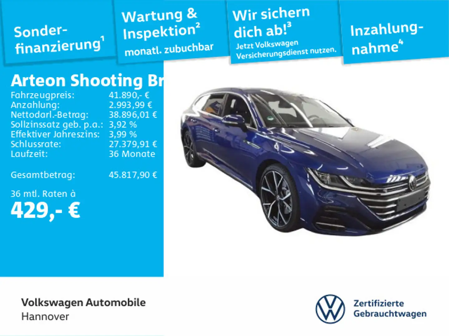 Volkswagen Arteon 2.0 TSI DSG 4M R-Line Navi Blau - 1