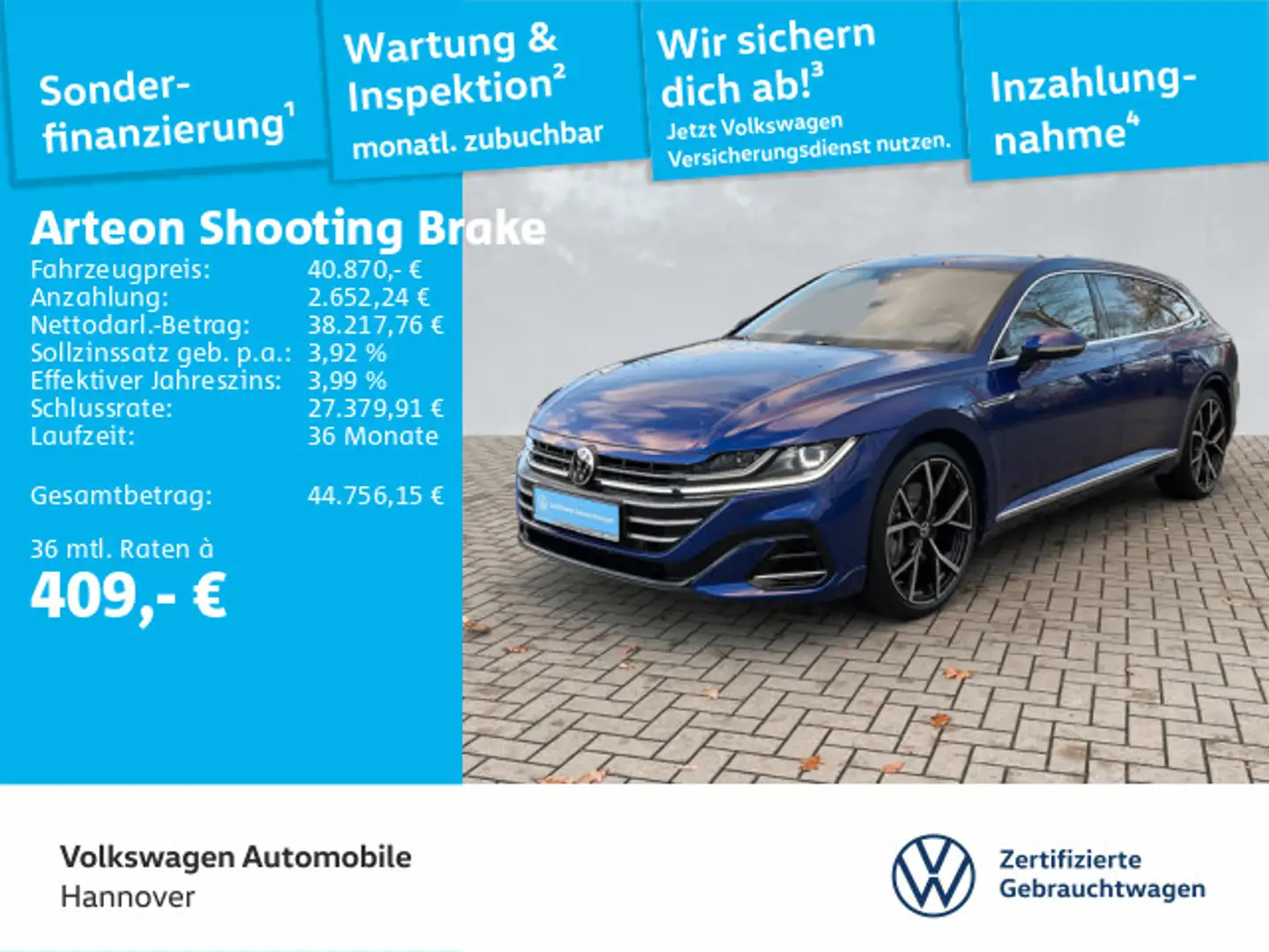 Volkswagen Arteon 2.0 TSI DSG 4M R-Line Navi Blau - 1