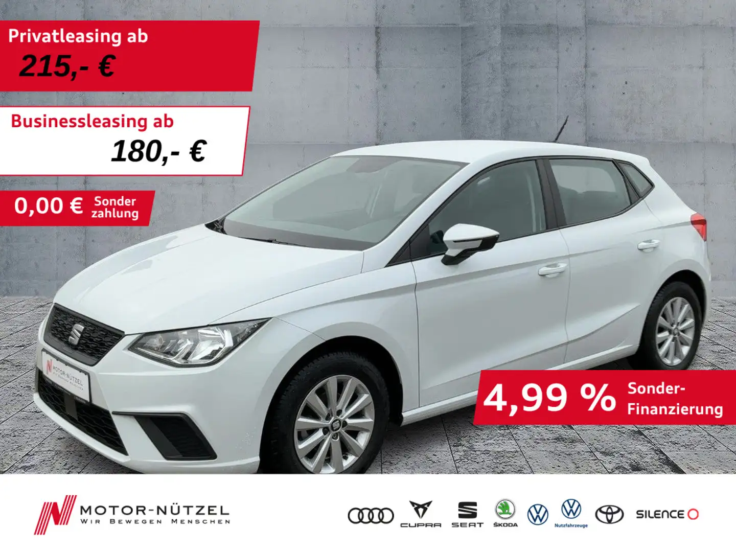 SEAT Ibiza 1.0 TSI STYLE NAV+APP+SHZ+PDC+DAB+MFA+15" Weiß - 1
