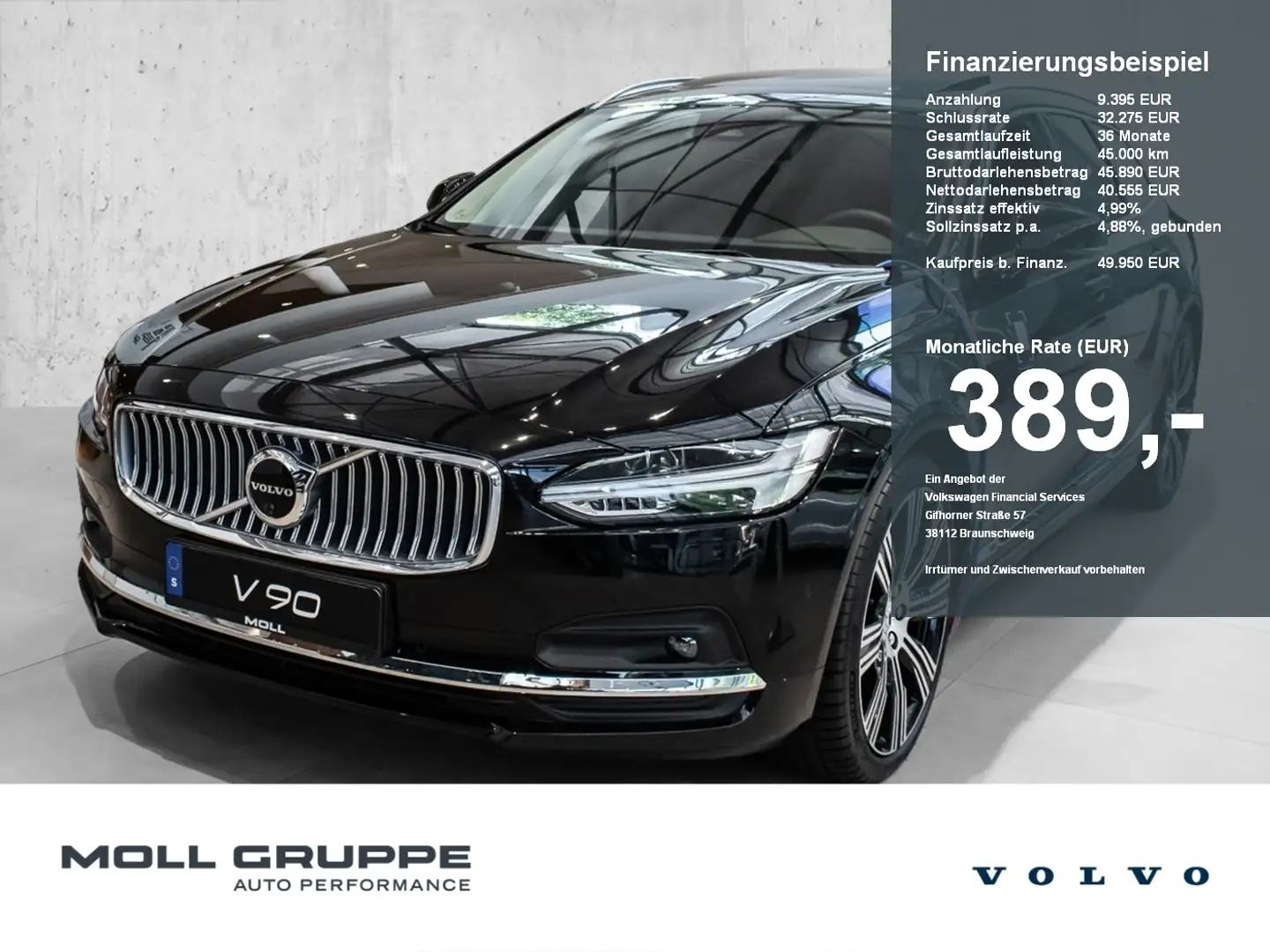 Volvo V90 Kombi B4 (Diesel) Mild-Hybrid Plus Bright Schwarz - 1