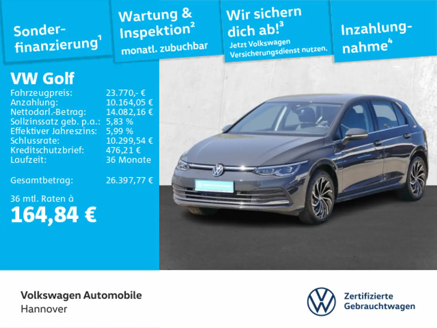Volkswagen Golf VIII 1.5 eTSI DSG Style Navi LED AHK DigCoc Grau - 1