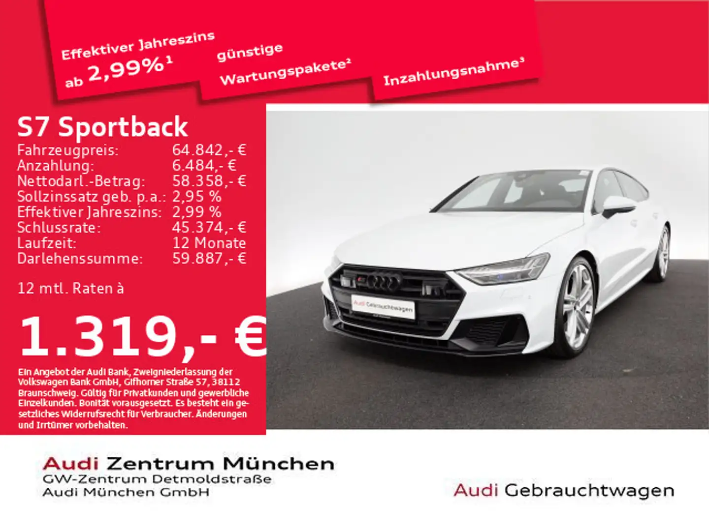 Audi S7 TDI qu. Laser/B&O/21"Zoll Weiß - 1