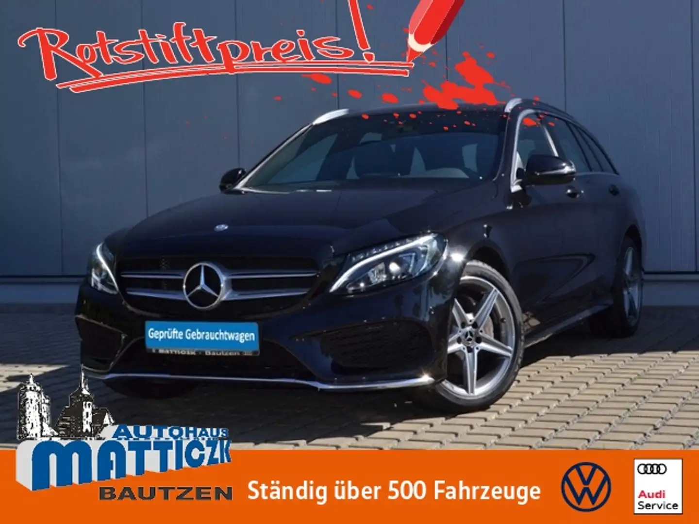 Mercedes-Benz C 180 T CGI Autom. AMG Line SPORT-PAKET/LED/NAVI/PARK-P Schwarz - 1