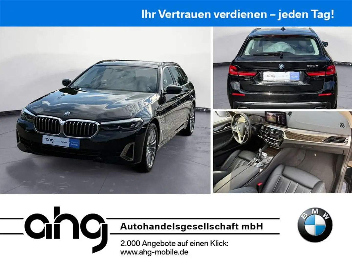 BMW 530 e Touring Navi Klima Leder PDC Kamera HiFi AH Zwart - 1