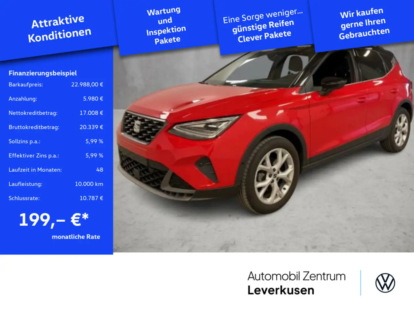 SEAT Arona FR DSG VIRT LED NAVI KAM PDC Rot - 1