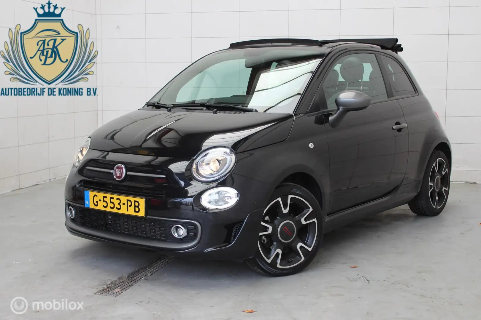 Fiat 500 1.2 Cabrio,Automaat,Leder,Cruisecontrol Zwart - 1