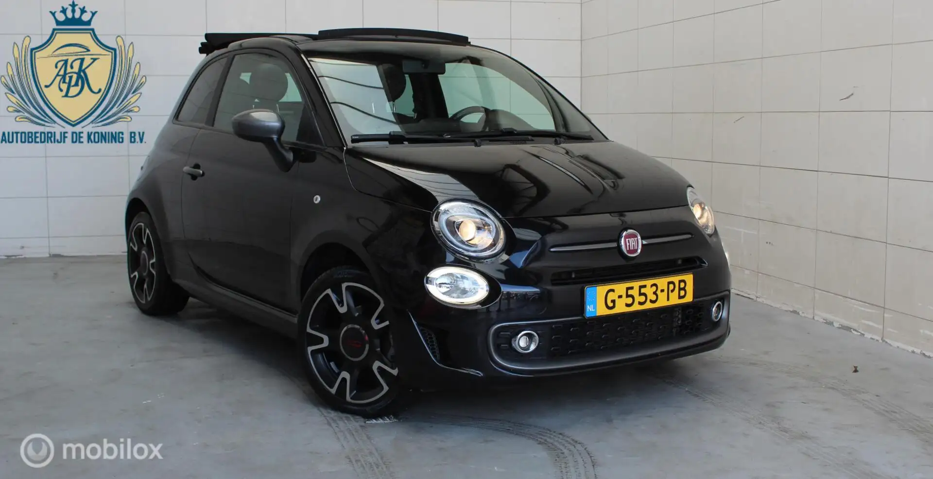 Fiat 500 1.2 Cabrio,Automaat,Leder,Cruisecontrol Zwart - 2