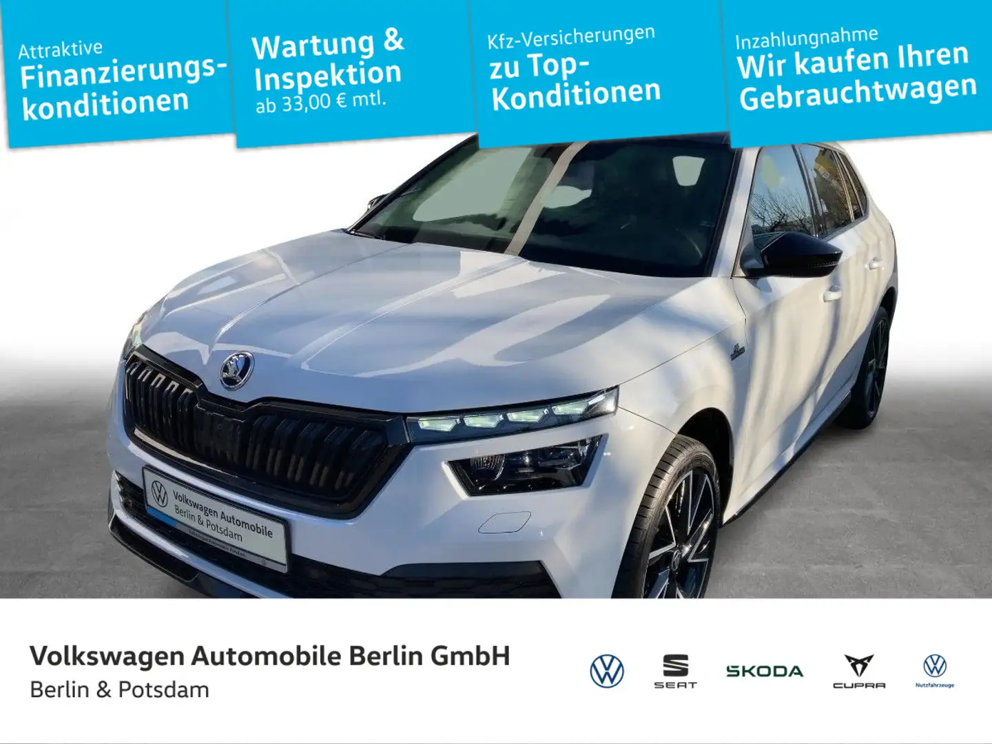Skoda Kamiq 1.0 TSI Monte Carlo DSG Pano LED Navi Weiß - 1