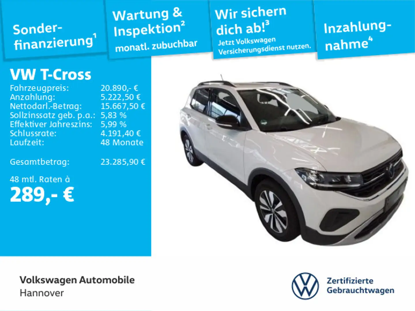 Volkswagen T-Cross 1.0 TSI Goal Navi LED DigCockpit ACC PDC Grau - 1