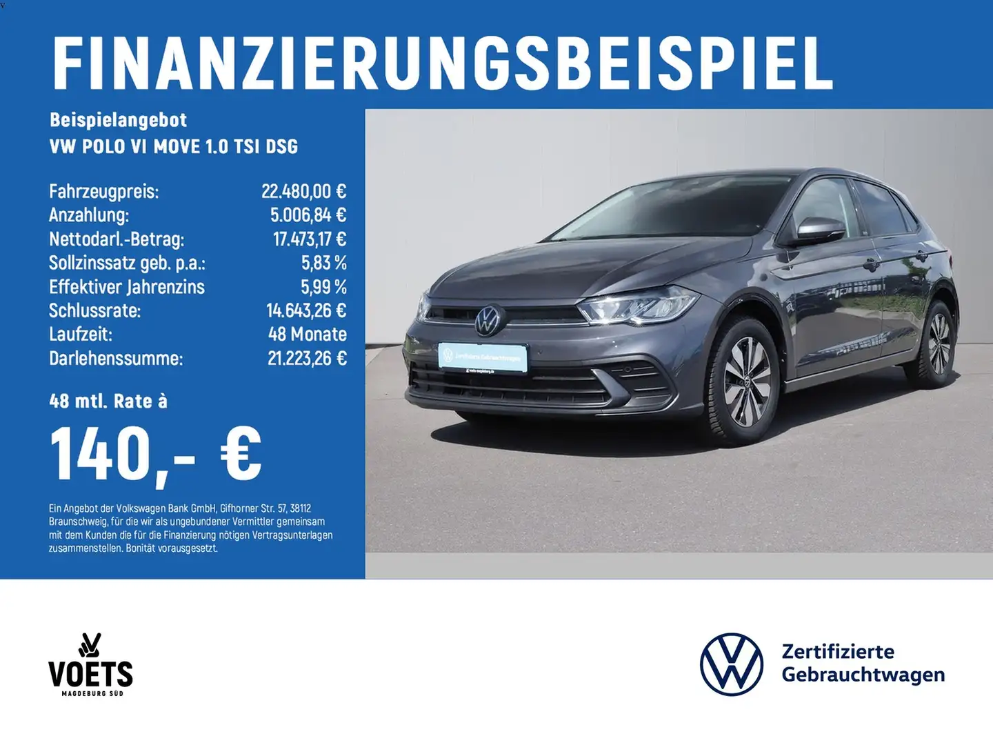 Volkswagen Polo VI MOVE 1.0 TSI DSG LED+NAVI+ACC Grau - 2