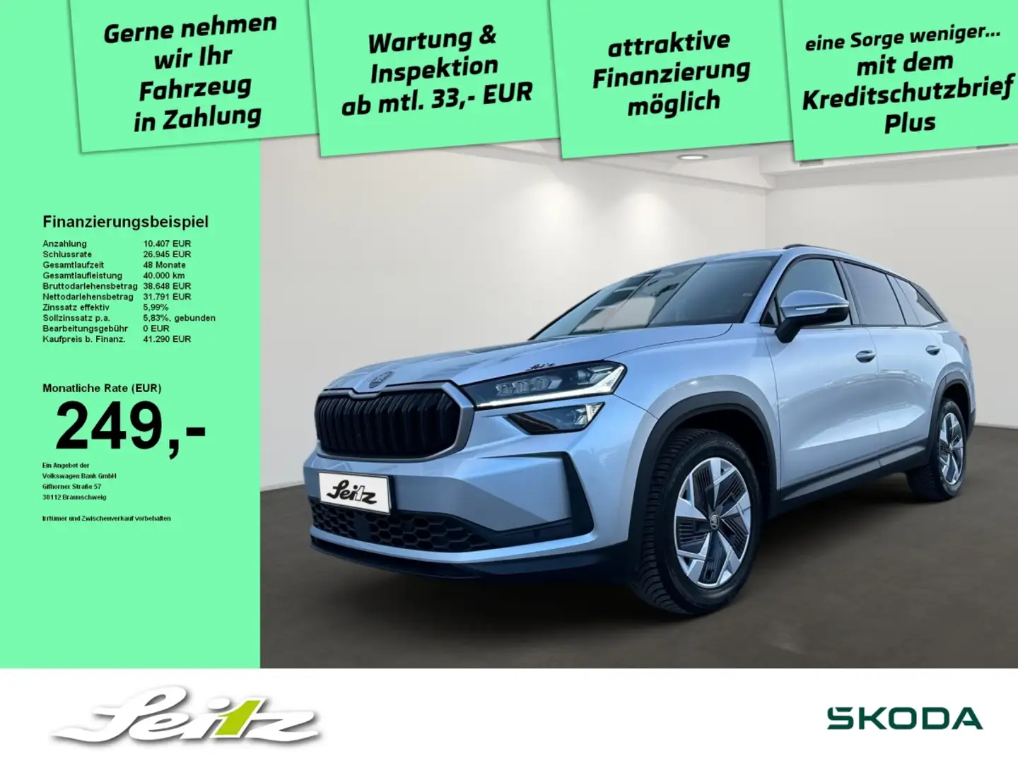 Skoda Kodiaq 2.0 TDI 4x4 Selection *AHK*MATRIX*KAMERA* Silber - 1