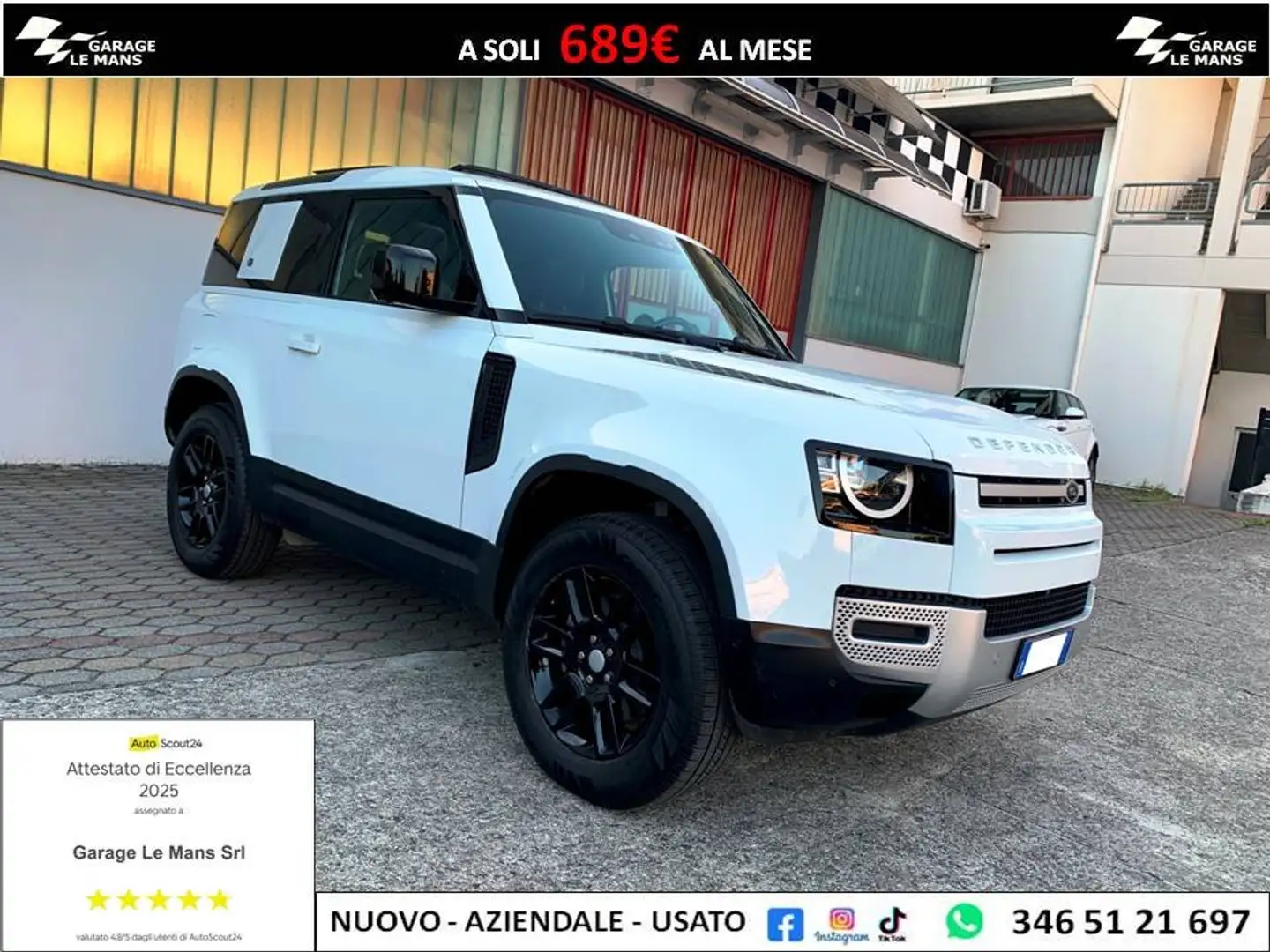 Land Rover Defender 90 3.0D i6 MHEV AWD TETTO NAVI PELLE LED TELEC. Bianco - 1