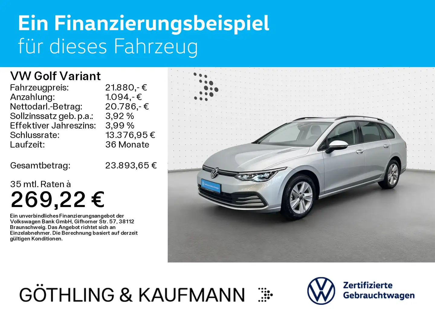 Volkswagen Golf Variant Life 1.0 eTSI DSG*NAVI*KAM*ACC*Assi Argent - 2