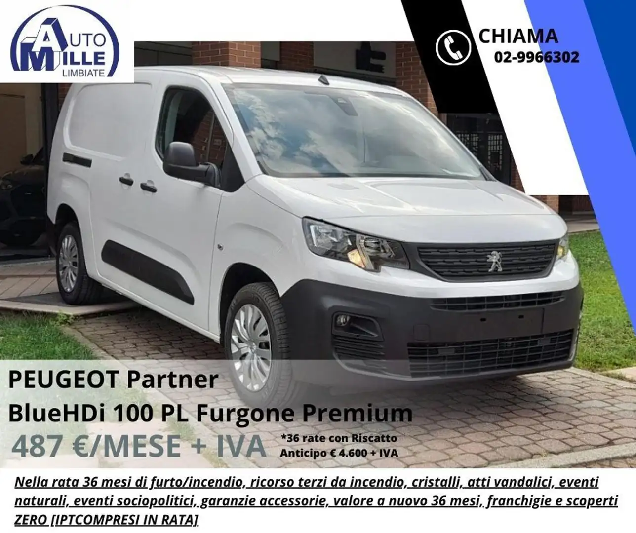 Peugeot Partner BlueHDi 100 PL Furgone Premium Blanco - 1