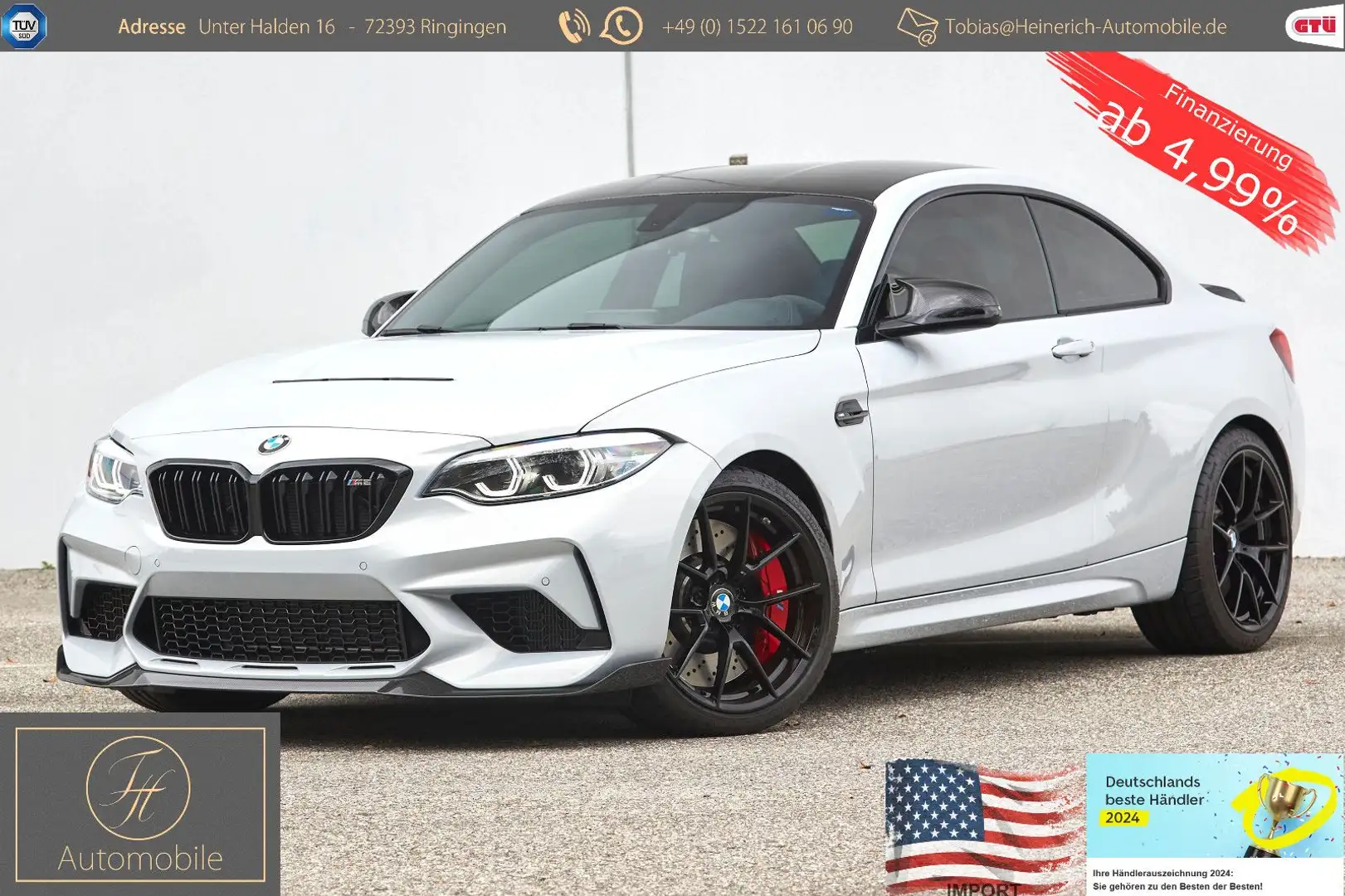 BMW M2 CS*1 von 2200*Leder*LED*Hockenheimsilber*TOP Plateado - 1