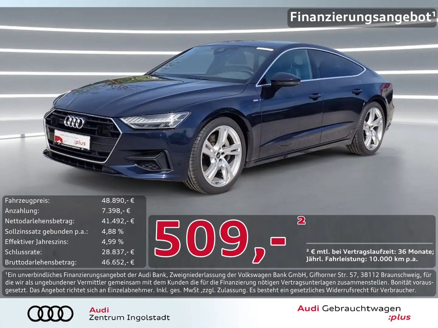 Audi A7 Sportback 55 TFSI qu S line HD-MATRIX Pano 20" Blau - 1