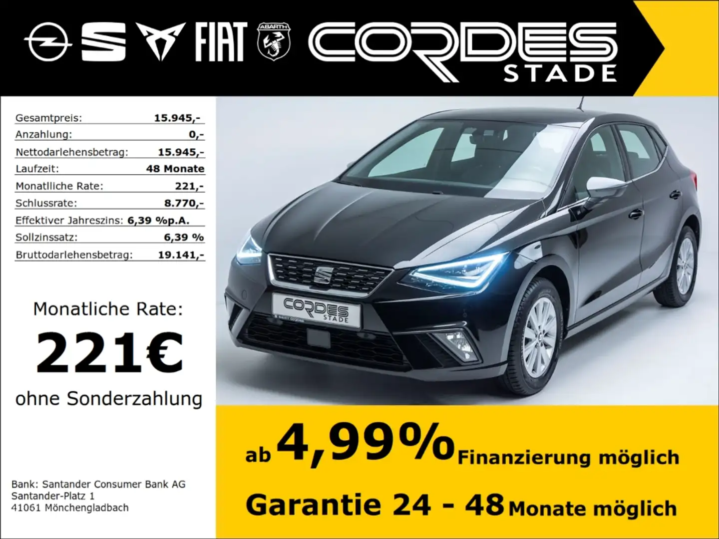 SEAT Ibiza XCellence 1.0 TSI  Navi  PDC Kamera (61) Nero - 1