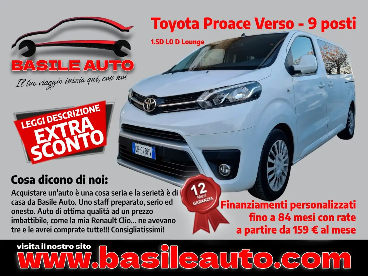 Toyota Proace 1.5d 120cv Lounge 5p 9posti Bílá - 1