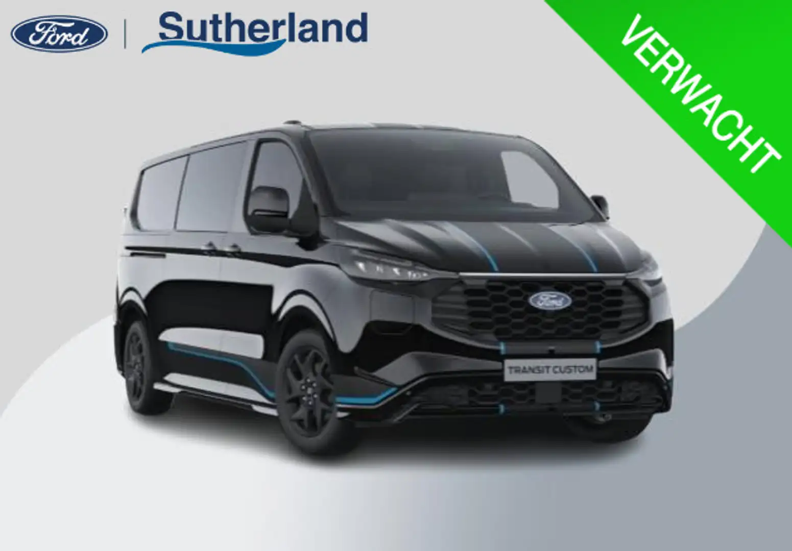 Ford Transit Custom 320 2.5 PHEV L2H1 Sport DC 233pk | | Dubbele Cabin Zwart - 1
