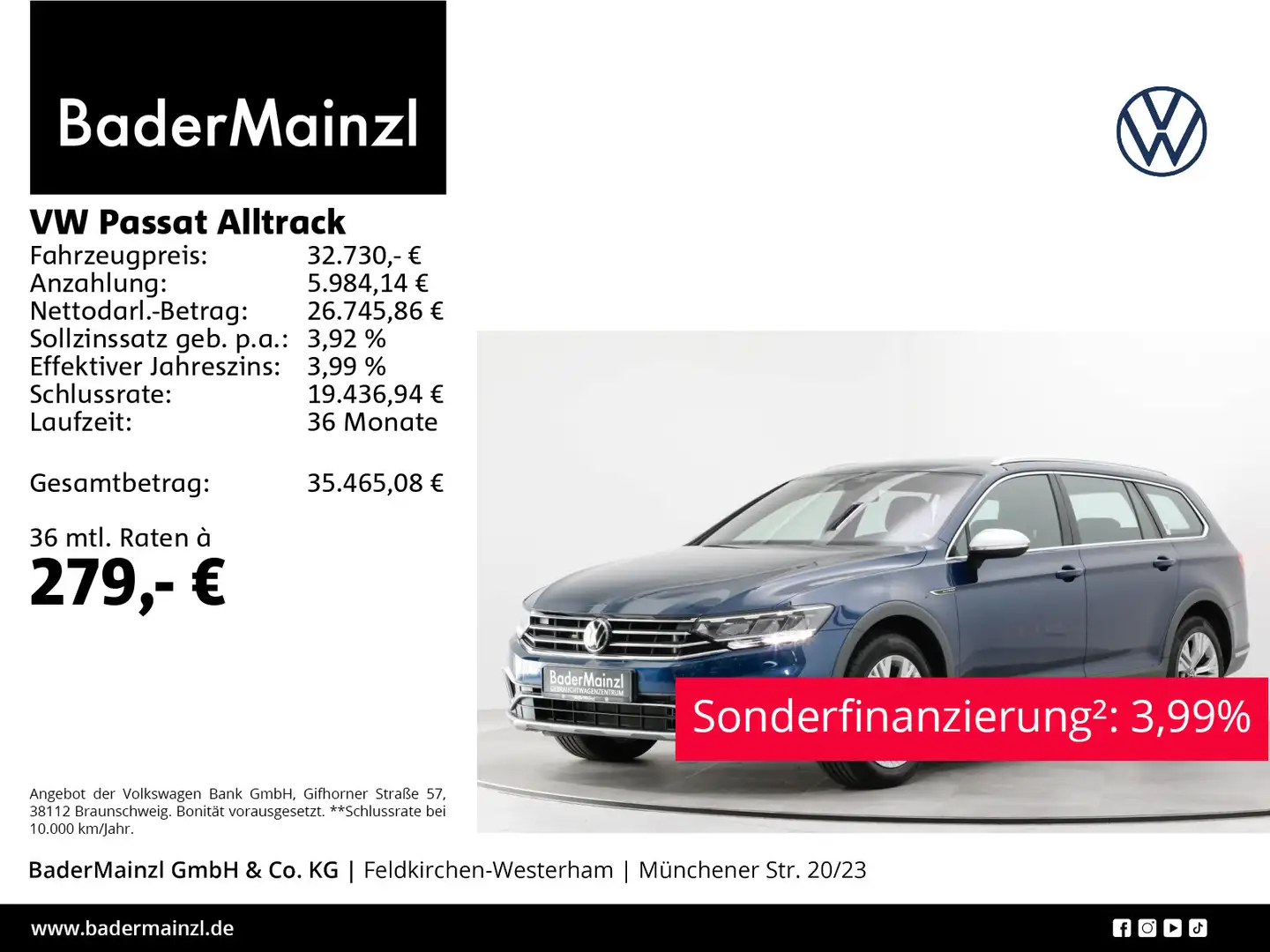 Volkswagen Passat Variant Passat Alltrack 2.0 TSI 4M DSG Navi ACC Kamera Blau - 1