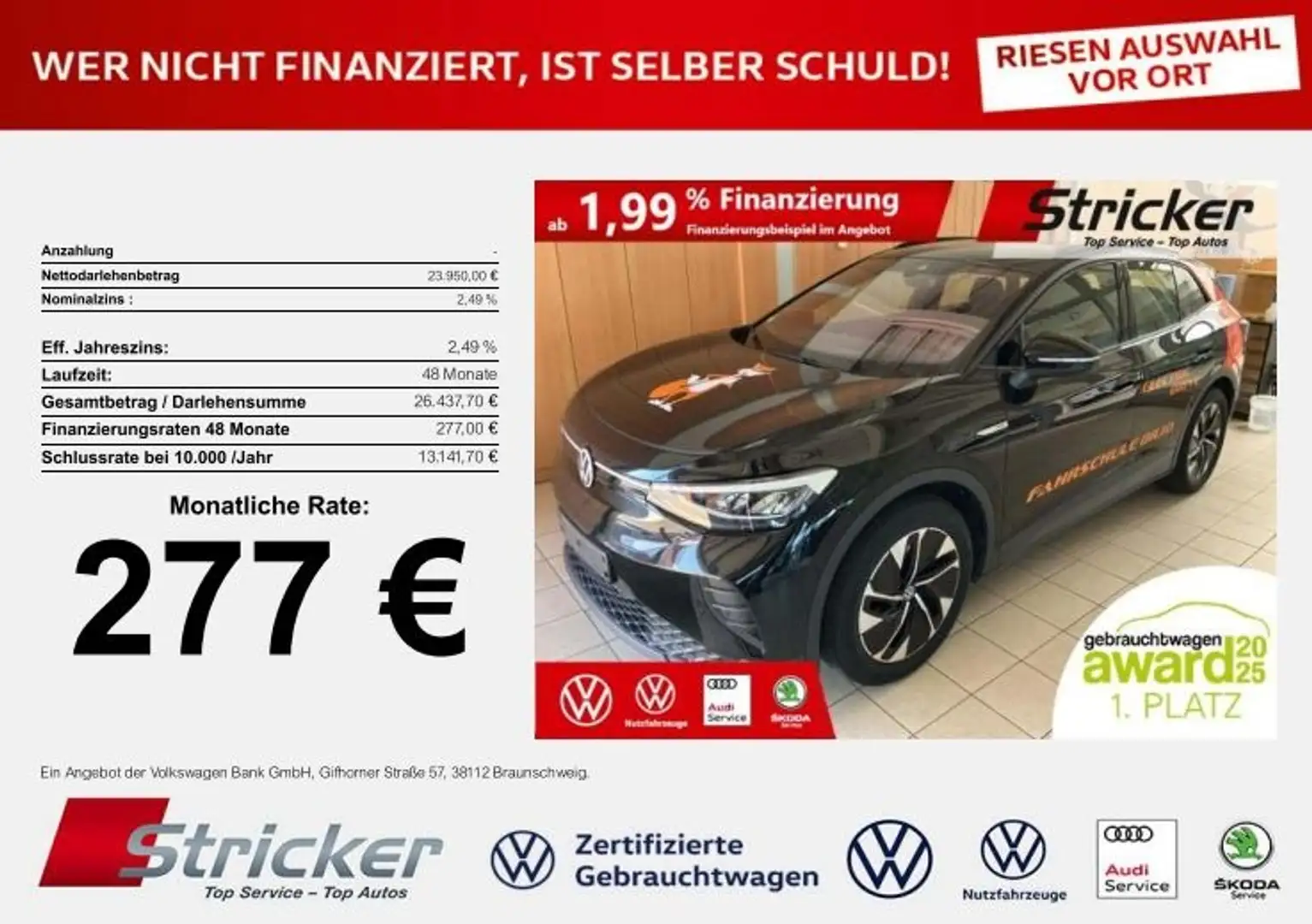Volkswagen ID.4 Pro Performance 150/77 277,- ohne Anzahlung AHK A Schwarz - 2