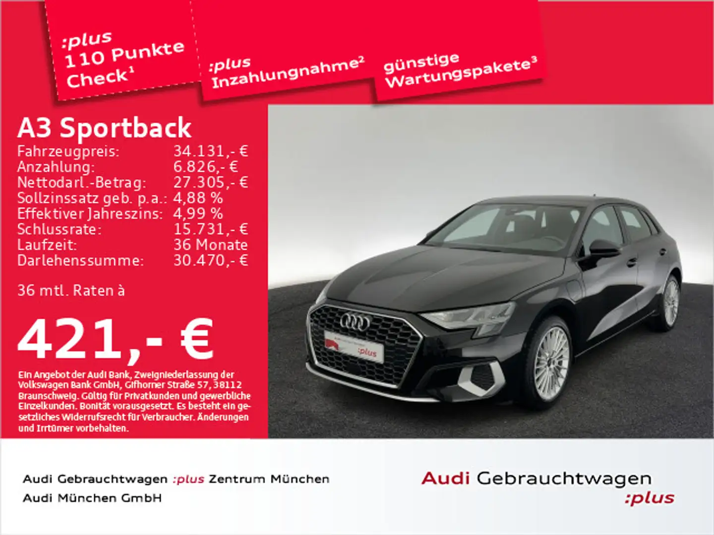 Audi A3 40 TFSI e S tronic advanced Virtual Schwarz - 1