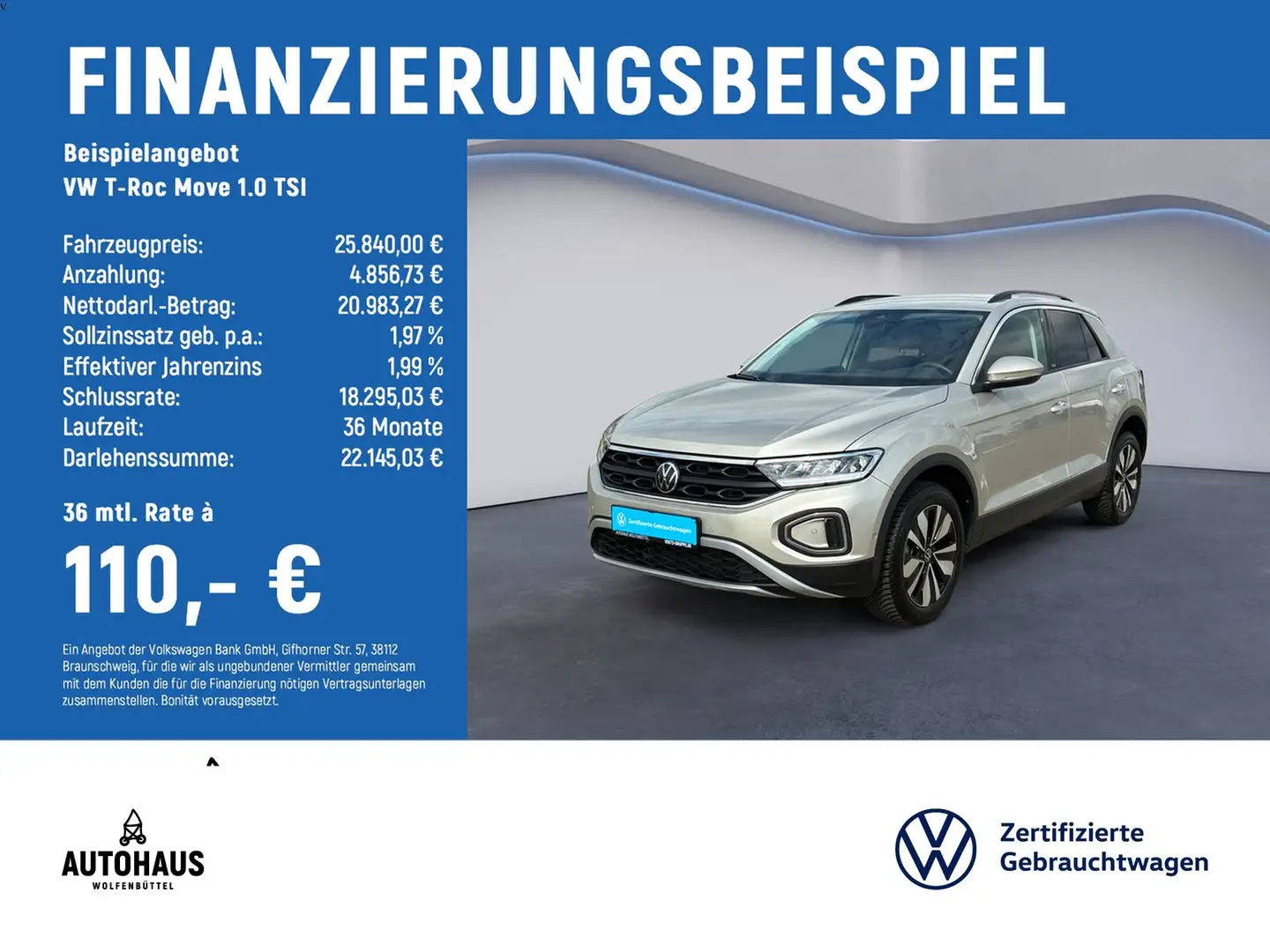 Volkswagen T-Roc Move 1.0 TSI LED NAV PDC STANDH Argento - 2