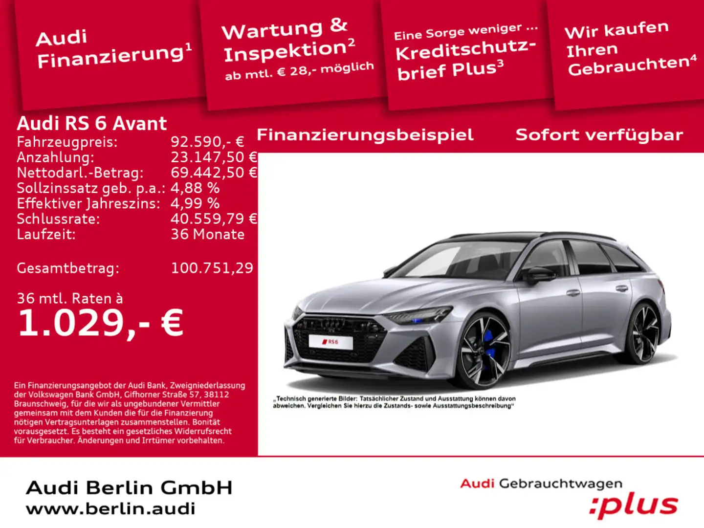 Audi RS6 tiptr. STDHZG 360°K TV HUD PANO MATRI Silber - 1