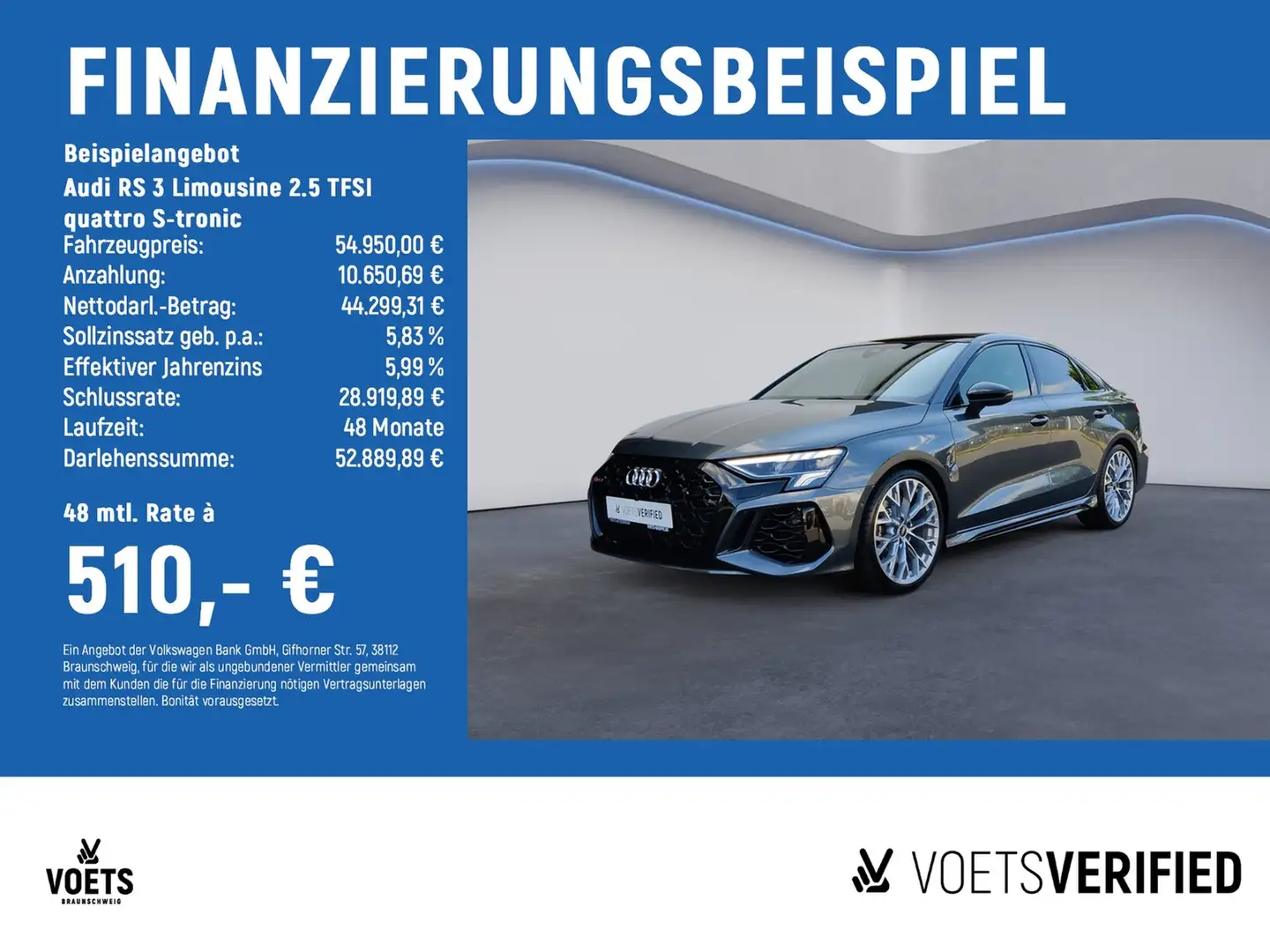 Audi RS3 RS 3 Limousine 2.5 TFSI quattro S-tronic PANO+S... Grau - 2