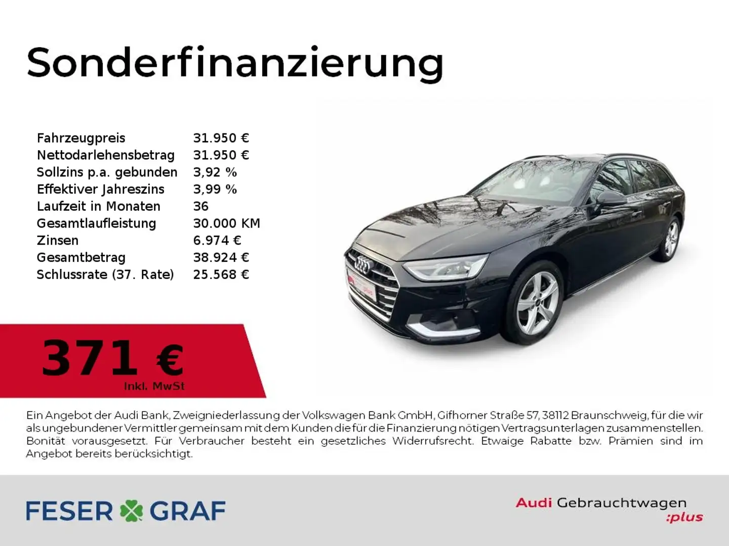 Audi A4 Avant Advanced 35 TFSI S tronic GJR/NAVI+/ACC/VC+/ Schwarz - 1