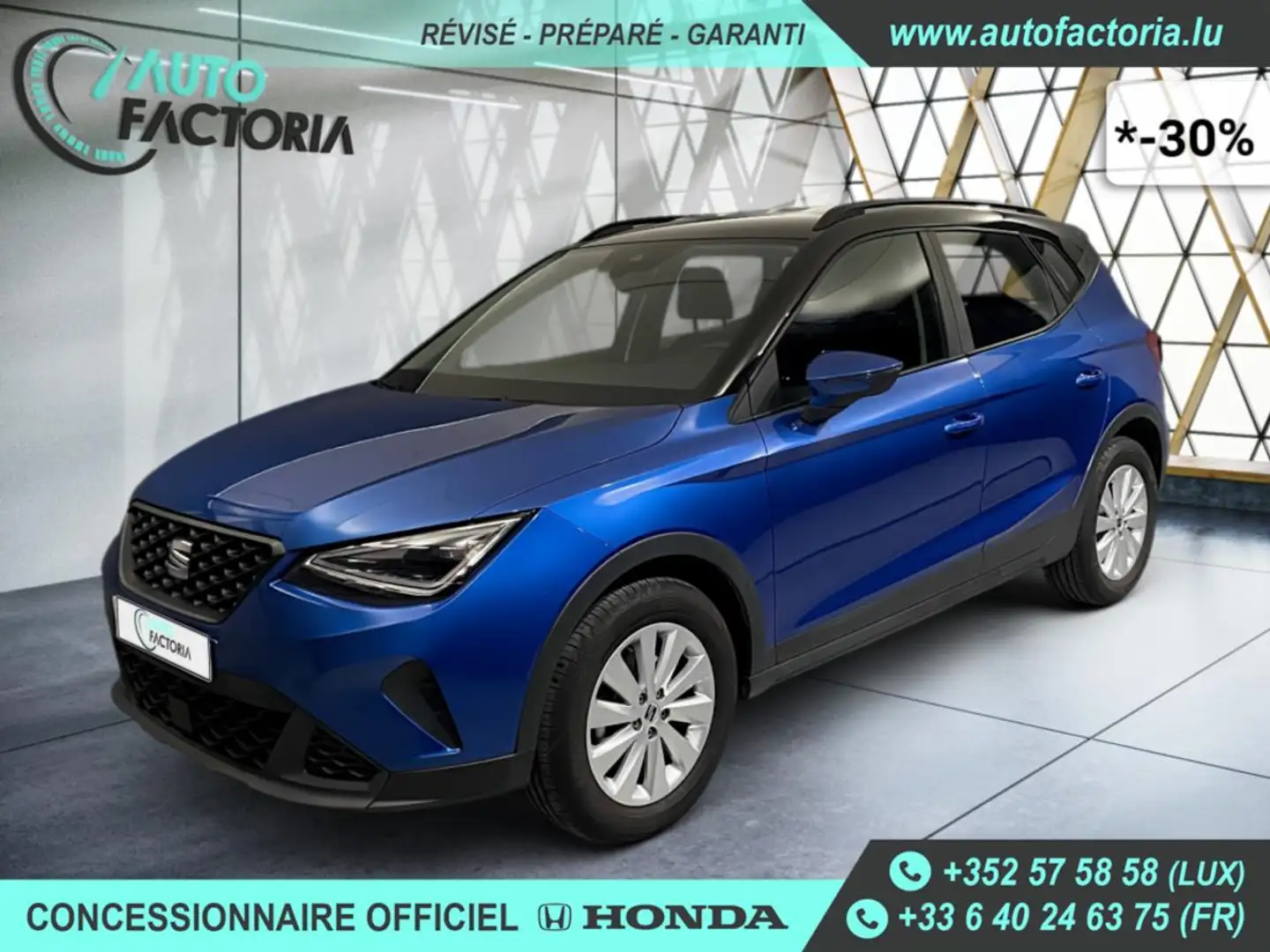 SEAT Arona -30% 1.0 TSI 110cv BVA +GPS+RADAR+FULL LED+Opts Bleu - 1
