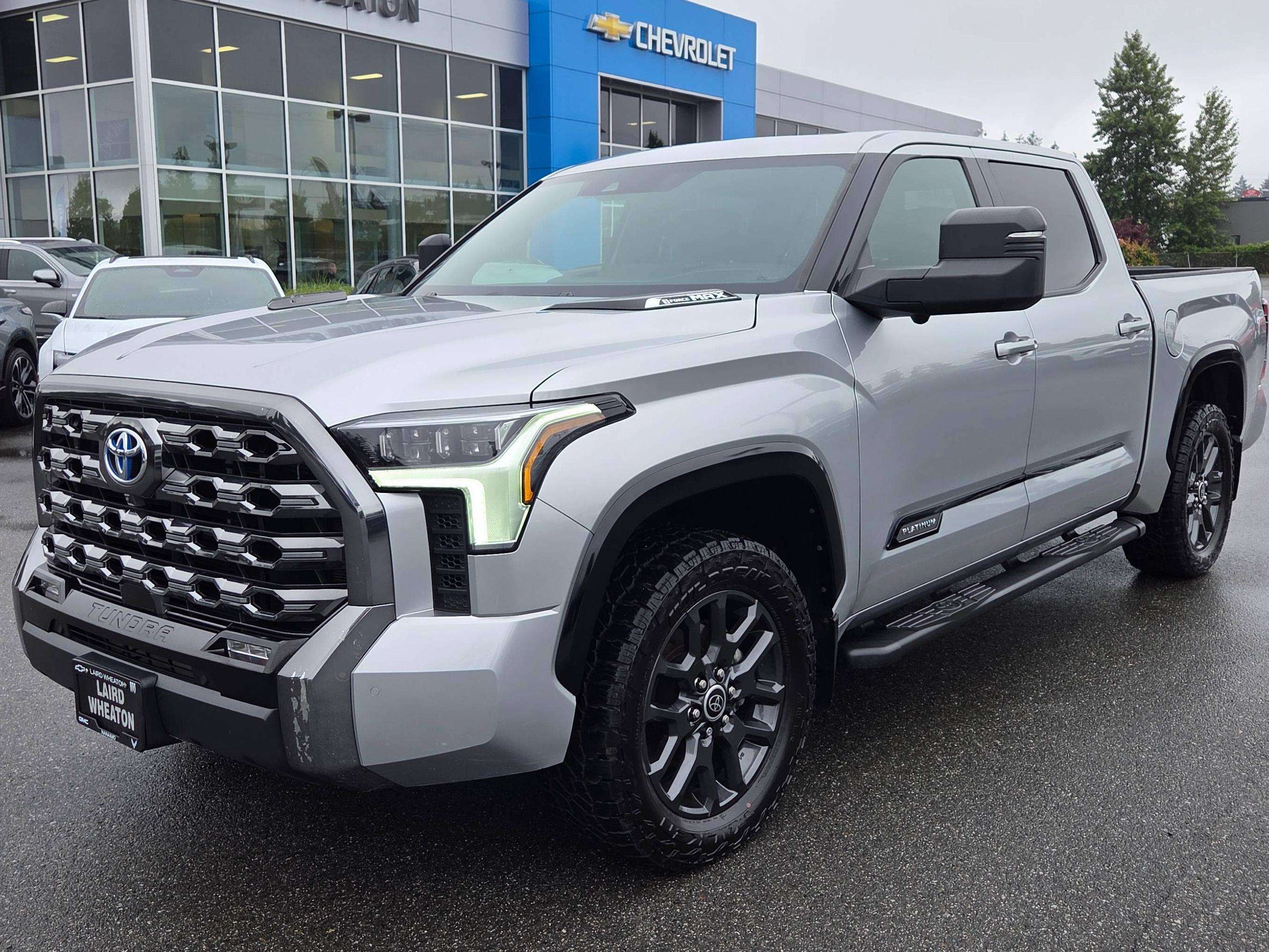 Silver 2023 Toyota Tundra Hybrid Pickup Truck Four-Wheel Drive Automatic