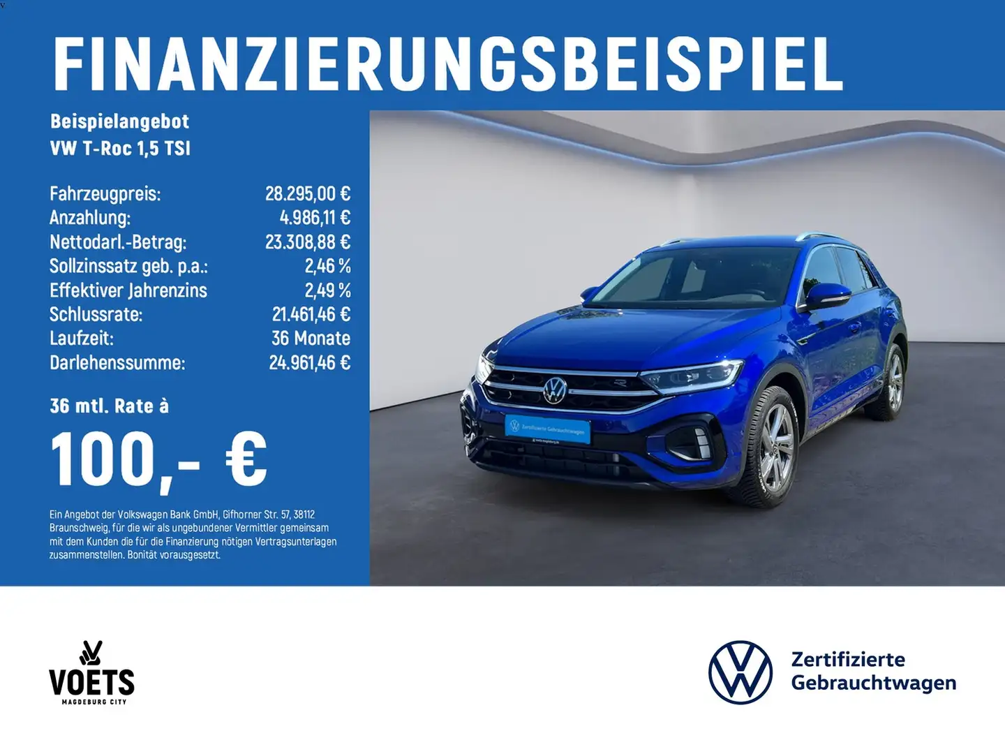 Volkswagen T-Roc 1,5 TSI R-Line DSG+KAM+IQ-LIGHT+NAVI Bleu - 2