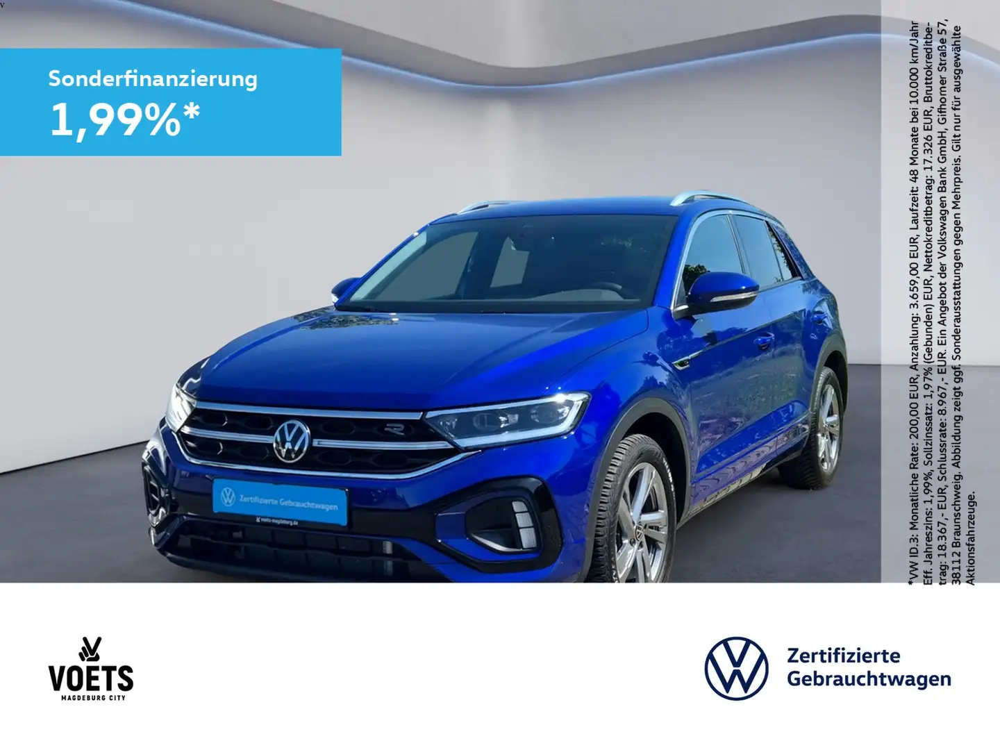 Volkswagen T-Roc 1,5 TSI R-Line DSG+KAM+IQ-LIGHT+NAVI Bleu - 1