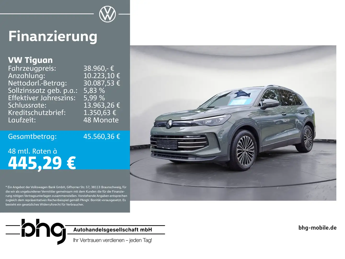 Volkswagen Tiguan 1.5 eTSI DSG ELEGANCE #AHK #IQ-DRIVE #KAM Grün - 1